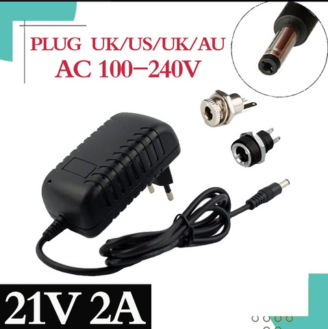 21V 2A 18650 Lithium Battery Charger 18V lithium battery Charger 5.5mm x 2.1mm DC Power Jack Socket Female Panel Mount Connector ► Photo 1/6