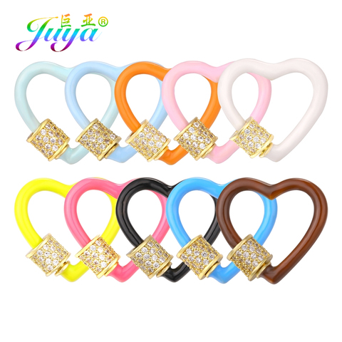Juya Handicraft Love Heart Jewelry Supplies Handmade Enamel Fasteners Carabiner Screw Lock Clasps For Pendant Jewelry Making ► Photo 1/6