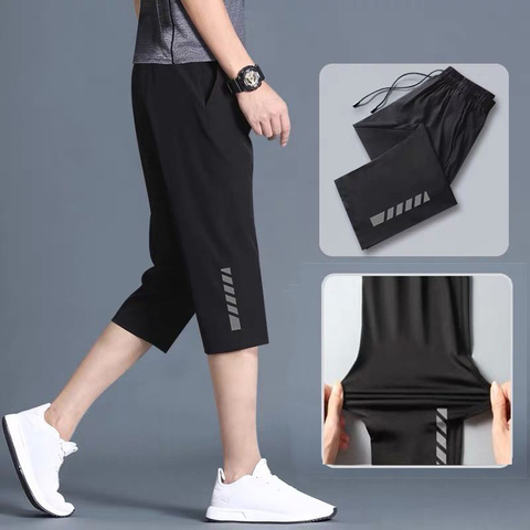 Men's Running Cropped Trousers Sport Pants With Pockets Fitness Gym Breathable Pants Sportswear Running  Jogging Sportpants ► Photo 1/6