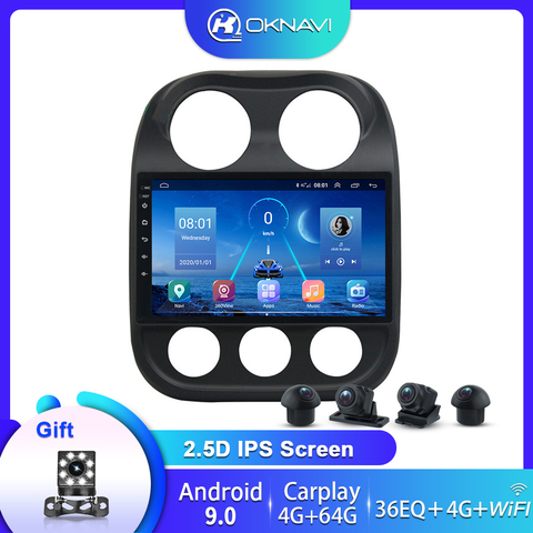 OKNAVI Car Radio for JEEP Compass Patriot 2010-2016 360 Camera Autoradio Bird View System 4 Camera 360 Carplay GPS Navigation ► Photo 1/6