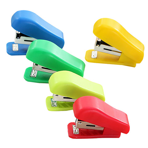 1pc random plastic color students office stationery portable stapler pretty Mini small solid without stapler for No. 10 staples ► Photo 1/6