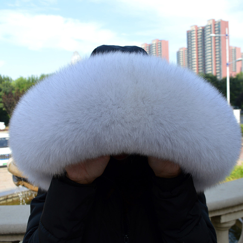 100% Real Fox Fur Collar Winter Down Coat Jacket Hood Decoration Fur Collar Women Warm Luxury Collar Scarves ► Photo 1/6