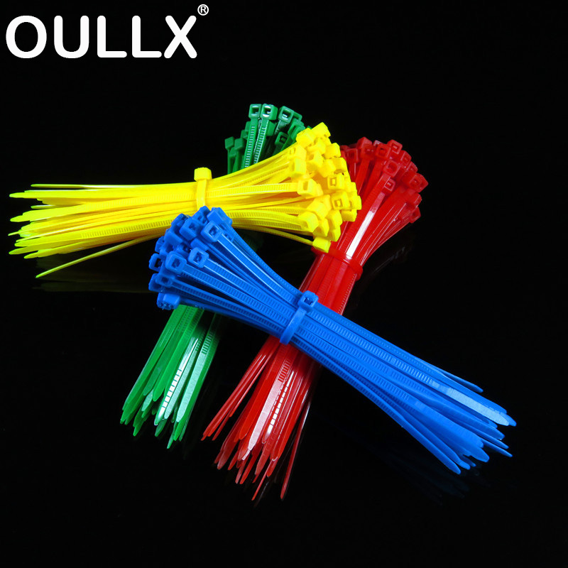 100PCS 10 Colors Mixed Self-locking Nylon Plastic Cable Ties Zip Wraps 2.5*100mm 