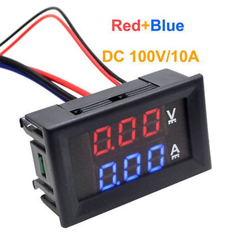 DSN-VC288 DC 100V 10A Voltmeter Ammeter Blue + Red LED Amp Dual Digital Volt Meter Gauge Voltage Current Home Use Tool ► Photo 1/4