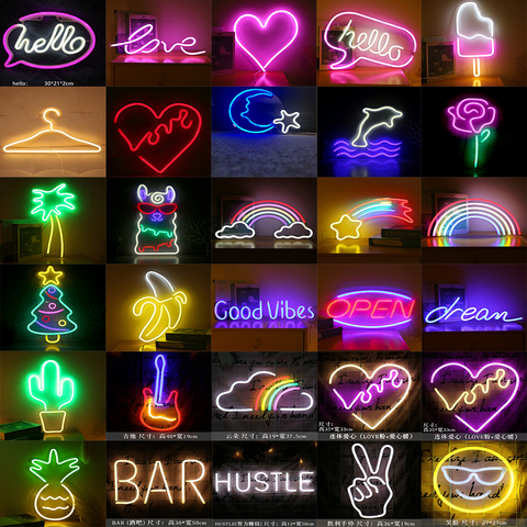 Led Neon Light Acrylic Transparent Backboard Signboard Neon Lamp Popsicle Alpaca Party Play Room Bedroom Decor Christmas Gifts ► Photo 1/6
