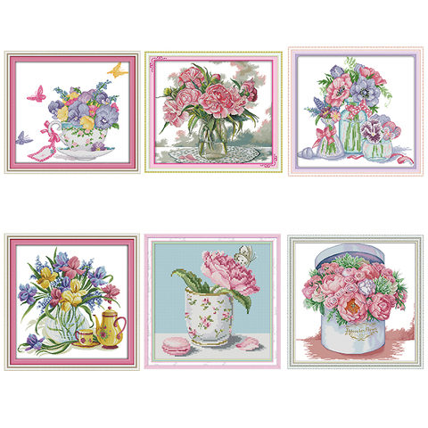 Flower Series Cross Stitch 14ct 11ct Count Cross Stitch Kit DIY Cross Stitch Set Embroidery Needlework Home Decoration Painting ► Photo 1/6