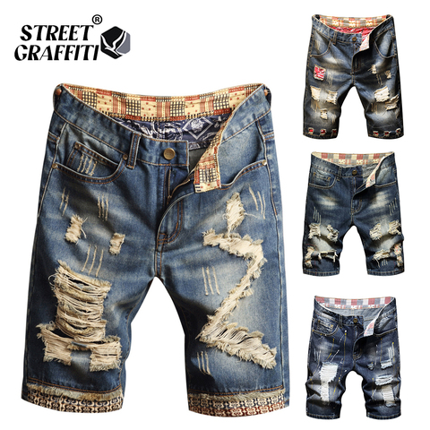 2022 New Spring Summer Men's Denim Shorts Men's Clothing Beach Ripped Jeans Denim Cotton Short Casual Business Social Men Shorts ► Photo 1/6