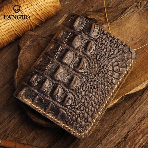 Handmade Men's Wallet Genuine Leather Crocodile Pattern Short Wallet With 6 Credit Card Slots Money Bag ► Photo 1/1