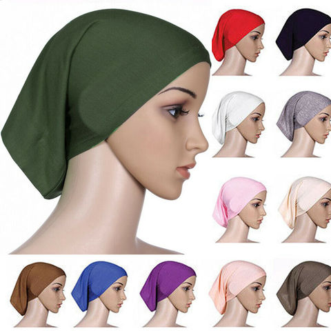 Islamic Muslim Women's Head Scarf Cotton Underscarf Hijab Cover Headwrap Bonnet Plain Hijabs ► Photo 1/6