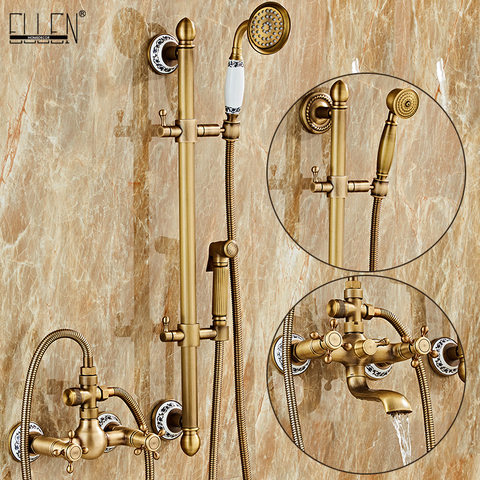 Ellen Bath Shower Set with Sliding Bar Wall Mounted Bath Tub Shower Faucets Dual Handle Hot Cold Water Mixer ELM8306L ► Photo 1/6