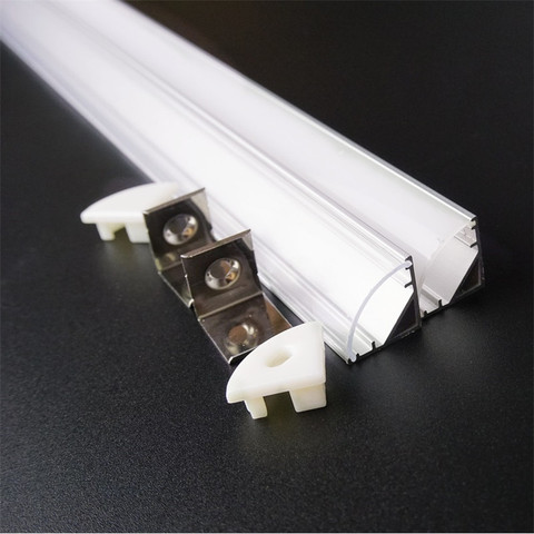 20inch 50cm corner profile , V shape led aluminium profile ,12mm 12V 24V rigid Strip channel,45 degree stair bar light housing ► Photo 1/6