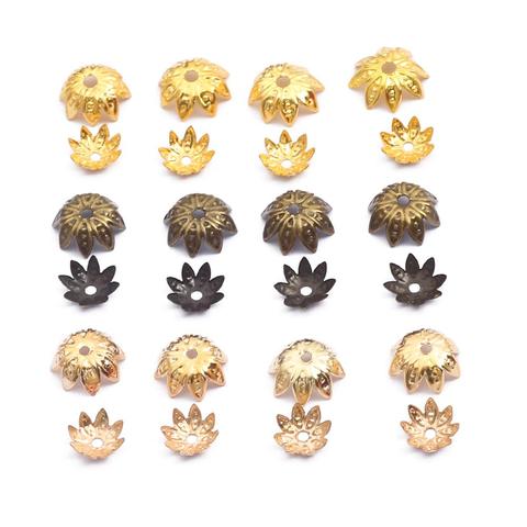 100pcs 8-10mm Lotus Flower Metal Beads Caps Loose Spacer Cone End Beads Cap For DIY Jewelry Making Necklace Accessories ► Photo 1/6