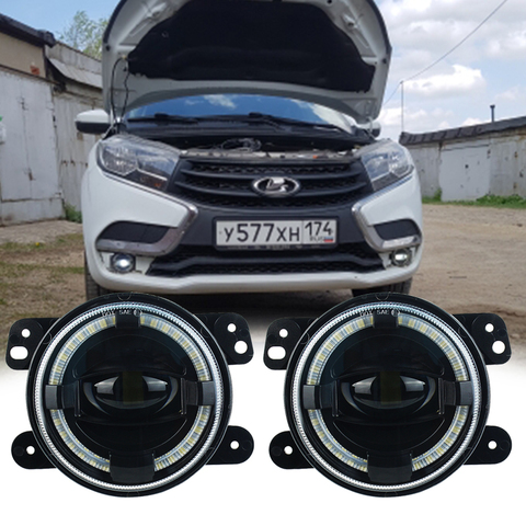 2Pcs 4 Inch Front Bumper Headlight 12V 6500K Fog Light Lamp LED Angel Eye Spotlight for W rangler Dodge PT Cruiser Refit Fog Lig ► Photo 1/6