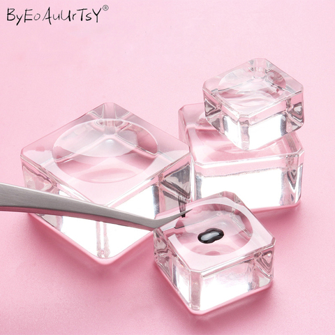 Square Crystal Glass Gasket False Eyelash Stand Glue Pad 4 Size Glue Holder Eyelashes Adhesive Pallet Paste Glue Pad Makeup Tool ► Photo 1/6