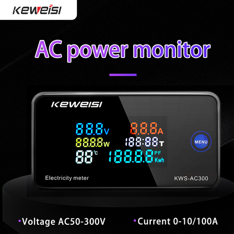 LCD Digital Panel Wattmeter Energy Power Meter Voltage Voltmeter Current Ammeter Frequency Indicator AC 50-300V ► Photo 1/6