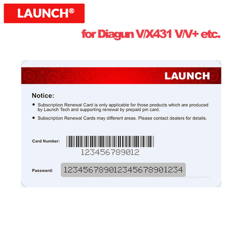 LAUNCH Pin Card 1 Year Renewal Update Subscription X431 Online Diagun IV/Diagun V/X-431 V/V+/Pro mini/PRO/PAD series ► Photo 1/2