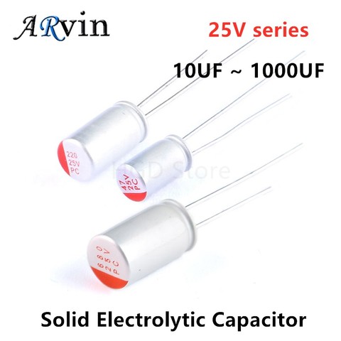 10Pcs DIP Solid Electrolytic Capacitor 25V 47UF 100UF 220UF 270UF 330UF 470UF 560UF 680UF 820UF 1000UF ► Photo 1/3