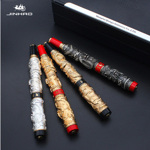 luxury brand quality JINHAO DRAGON FOUNTAIN PEN BROAD Relief Sculpture PLAY THE PEARL Stationery school supplies ink pens ► Photo 1/6