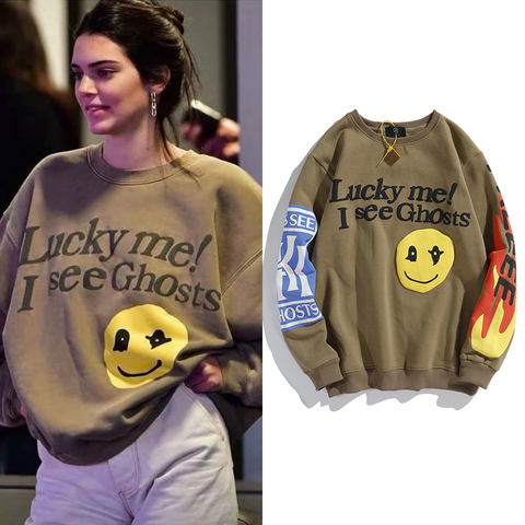 Kanye West Sweatshirts I See Ghost Pollover Hoodie Kendall Jenner Streetwear Hip Hop Plus Velvet Stranger Things Sweatshirt Male ► Photo 1/6