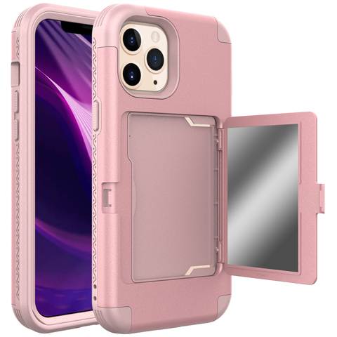 Luxury Make up Mirror Armor Case For iPhone 12 Mini 12 Pro MAX 11 Pro SE 2022 XS XR 8 7 6 Plus Wallet Card Slots Holder Cover ► Photo 1/6