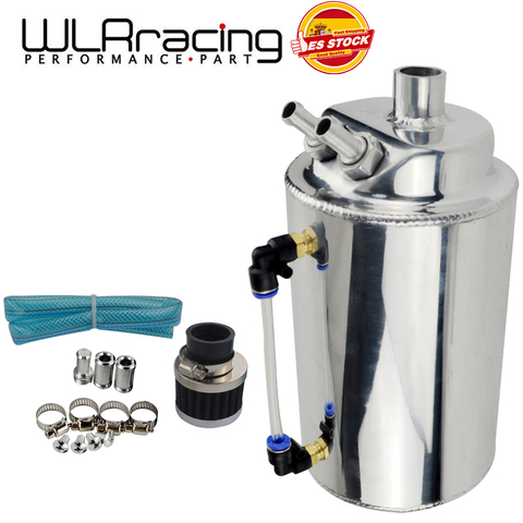 WLR RACING - 2L 2 LITRE ALUMINIUM POLISHED ROUND OIL CATCH CAN TANK WITH BREATHER FILTER WLR-TK01 ► Photo 1/6