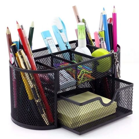 2022 Sharkbang Large Capacity 9 Cell Metal Desk Organizer Mesh Desktop Pencil Pen Sundries Badge Holder Storage Box Stationery ► Photo 1/6