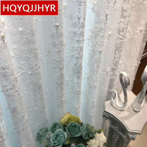 European luxury embroidered white tulle for living room windows high quality Voile Curtain for apartment bedroom kitchen ► Photo 1/3