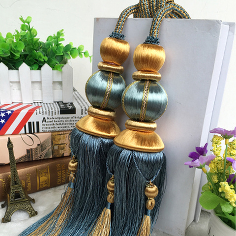 High quality Curtain Rope double ball curtain buckle strap hanging ball hook Tassels Tie Backs Home Decor Curtains Accessories ► Photo 1/6