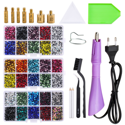 Hot Sale New Set 2000pcs Hot fix Rhinestones EU or US PLUG Hotfix Applicator&7 Tips Crystal Glass Rhinestone Iron-on Wand Strass ► Photo 1/6