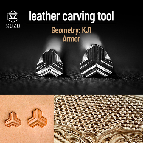 SOZO KJ1 Leather Work Stamping Tool Geometry Backgrounders Armor Saddle Make Carving Pattern 304 Stainless Streel Stamps ► Photo 1/6