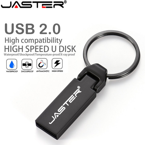 JASTER Keychain Metal Black USB Flash Drive 4GB 8GB 16GB 32GB 64GB Real Capacity Flash Disk 2.0 Custom LOGO Wholesale ► Photo 1/6