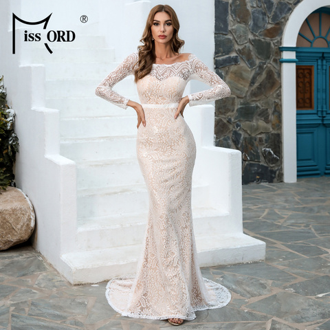 Missord 2022  Women Sexy Off Shoulder Lace Dresses Female  Backless Maxi Elegant Party Dress  FT18306 ► Photo 1/6