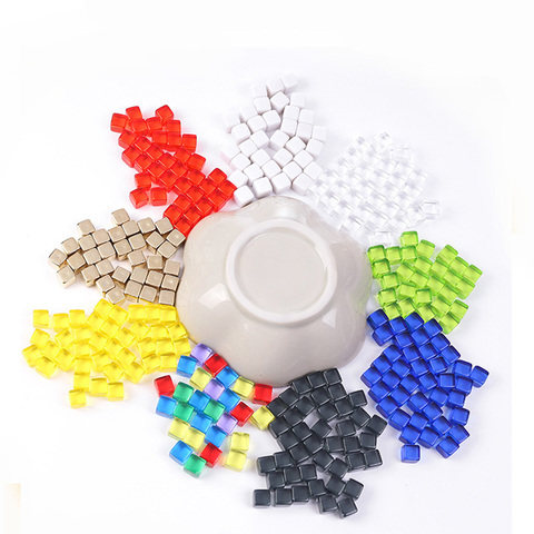 100Pcs/set Transparent/Opaque Square Corner Cube 9 Kinds Colorful Crystal Chess Pieces For Puzzle Game Accessory 8mm ► Photo 1/5