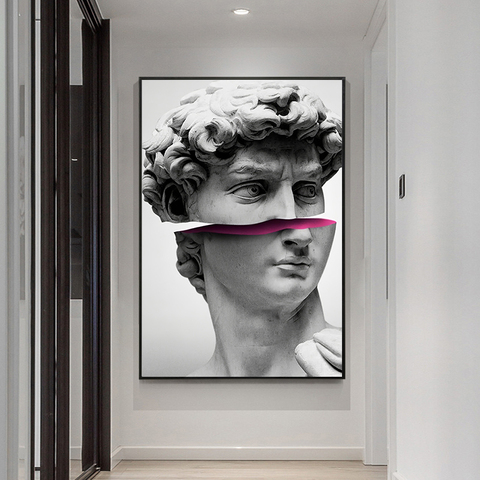 Abstract Sculpture Art of David Vaporwave Canvas Posters and Prints Funny Statue Modern Wall Paintings Pictures for Home Decor ► Photo 1/6