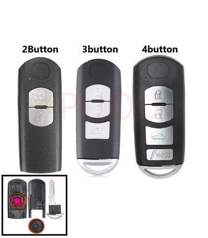 2 3 4 Buttons Smart Remote Key Shell for Mazda X-5 Summit Axela Atenza M3 M6 M2 CX-7 CX-9 With Emergency Key Blade ► Photo 1/6