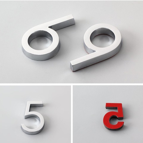 Silver Self Adhesive House Number 0-9 Number Digit Apart Hotel Office Room Door Number Address Home Number Sticker Door Plates ► Photo 1/6