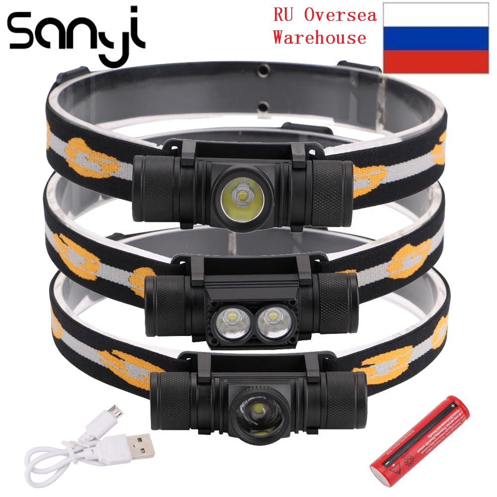 3800LM XM-L2 LED Headlamp USB Rechargeable Flashlight Power by 18650 Battery