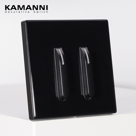 KAMANNI Luxury Light Switch LED Indicator Crystal Tempered Glass Piano Key Model design White Push Botton Wall Switches 220V New ► Photo 1/6