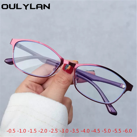 Oulylan Women Business Finished Myopia Glasses Student Anti Blue Light Computer Nearsighted Eyeglasses Prescription -1.0 1.5 to6 ► Photo 1/6