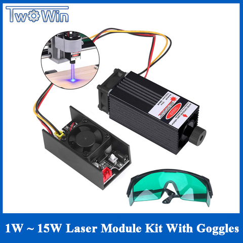 1000mw~15W Laser Module 450NM Blue Laser Head Engraving Cutting Laser Kit Laser Tube Free Goggles For 2/3 Axis Laser Machine ► Photo 1/6