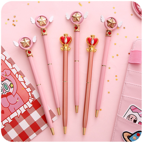 New Japan Anime Sweet Sailor Moon Metal Ball Pen Magic Wand Ball-point Pen stationery Collection Cosplay Props Gift ► Photo 1/6