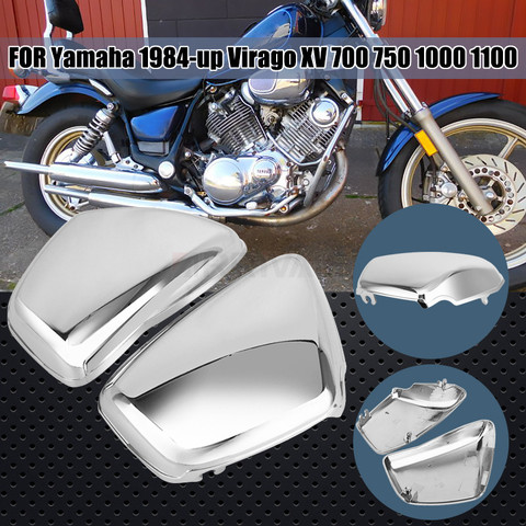 Chrome Moto Left Right Side Battery Fairing Cover For Yamaha XV700 750 1000 1100 Virago 1984-Up Motorcycle Accessories ► Photo 1/6