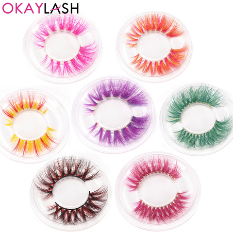 OKAYLASH 3D 6D False Colored Eyelashes Natural Real Mink fluffy Style  Eye lash Extension Makeup Cosplay Colorful Eyelash ► Photo 1/6