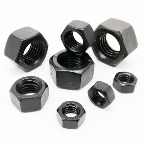 1/50pcs Black Grade 8.8 steel DIN934 Hex Hexagon Nut For M1.4 M1.6 M2 M2.5 M3 M4 M5 M6 M8 M10 M12 M14 M16 M20 M22 M24 Screw Bolt ► Photo 1/6