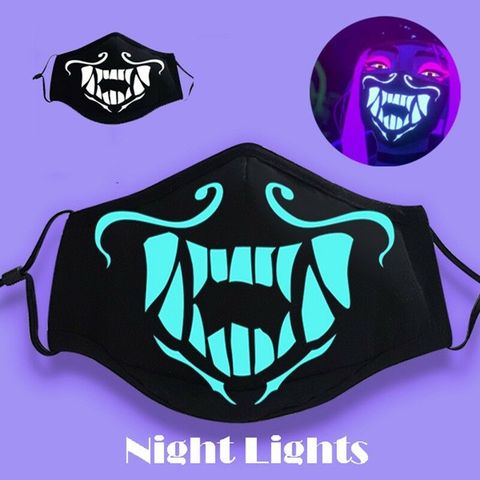 Cool K/DA Kda Akali Cosplay S8 Mouth Face Mask Luminous Props LOL Face Mouth-muffle Mask Glow in the Dark Anti-Dust Party Gifts ► Photo 1/6