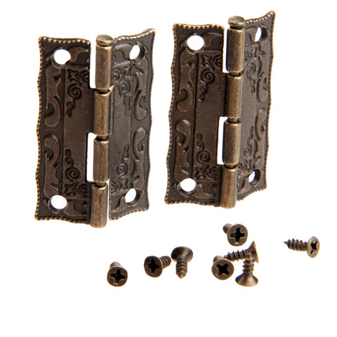 2Pcs Antique Cabinet Hinges Furniture Accessories Door Hinges Drawer Jewellery Box Hinges For Furniture Hardware Bronze 36x23mm ► Photo 1/6