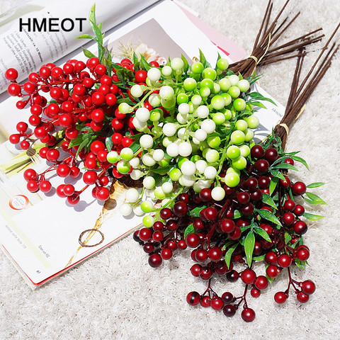 6 pcs/bunch Red Christmas Fruit Foam Berry Artificial Flower Bouquet Plants Room Home Wedding Party Decoration Foam Flower Gifts ► Photo 1/6