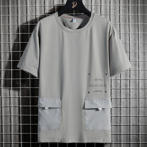 Summer Oversized Big Pockets T-shirts Men Streetwear Short Sleeve Cotton Tshirt Male Harajuku Tops Tees Plus Size 6XL 7XL 8XL ► Photo 1/6