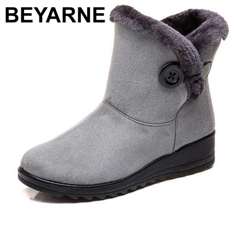 BEYARNE 35-42New Fur One Large Size Female Snow Boots Short Tube Ladies Short Boots plus Cotton Boots Winter Warm Women's Boots ► Photo 1/6