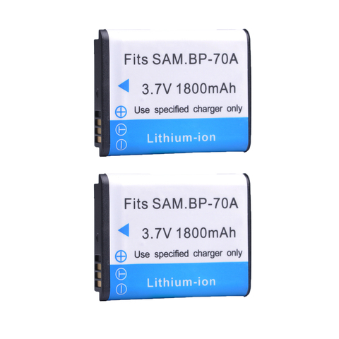 2pc 1800mAh BP 70A BP-70A BP70A Rechargeable Camera Battery for Samsung ST66 ST700 ST88 ES65 MV800 PL120 PL17 WB30F WB35F DV150F ► Photo 1/5
